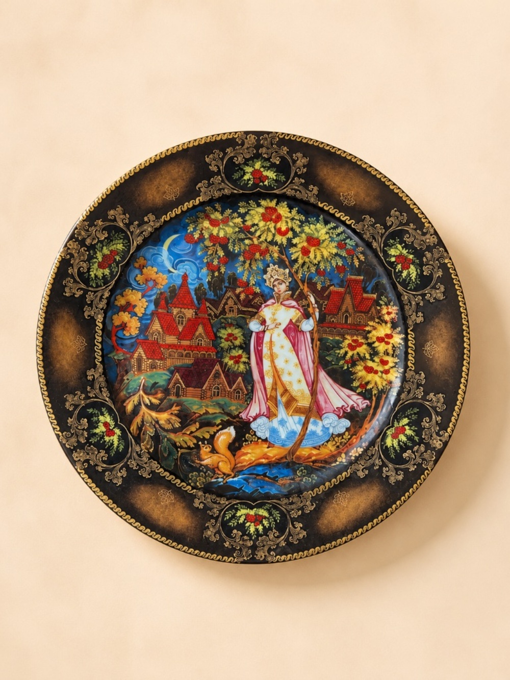 Vintage Byliny Porcelain Autumn Fantasy 1992 Collector Plate Russian Seasons